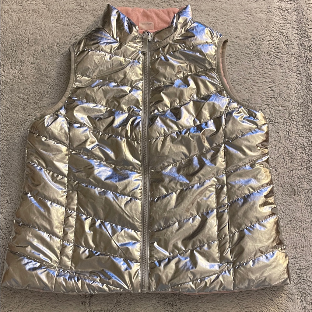 Silver Metallic Puffer Vest Sz Xl